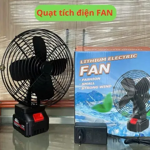 Quạt Tích Diện Pin 10 Cell, Quạt Sắt , Cánh Sắt ,Chạy Liên Tục & Tiếng. Quạt Tích Điện Pin Trâu Để Bàn