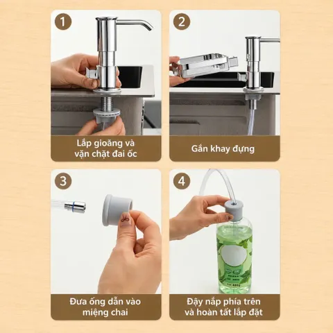 Vòi bơm nước rửa chén hút chất tẩy rửa, lắp đặt dễ dàng, xoay 360 độ nút ấn mượt mà