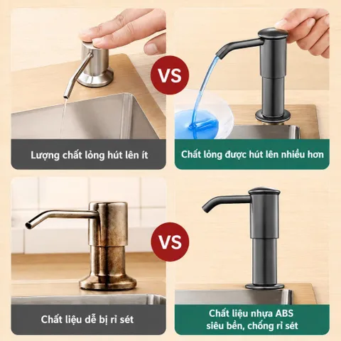 Vòi bơm nước rửa chén hút chất tẩy rửa, lắp đặt dễ dàng, xoay 360 độ nút ấn mượt mà