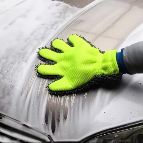Bao Tay Rửa Xe, Găng Tay Rửa Xe San Hô Xỏ 5 Ngón Mềm Mịn Thấm Hút Tốt Cọ Rửa Sạch Sẽ