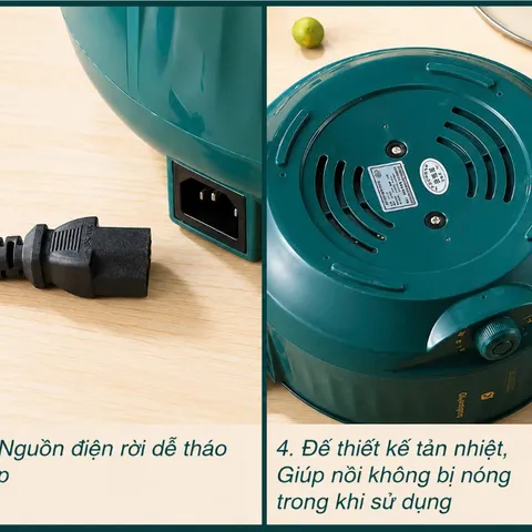 Nồi Lẩu Điện Đa Năng 2 Tầng 3-4 người ăn Công Suất Lớn 1000w Kèm Giá Hấp Inox Dày Dặn