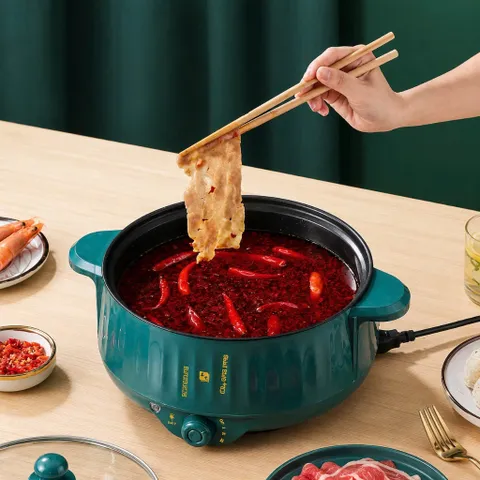 Nồi Lẩu Điện Đa Năng 2 Tầng 3-4 người ăn Công Suất Lớn 1000w Kèm Giá Hấp Inox Dày Dặn