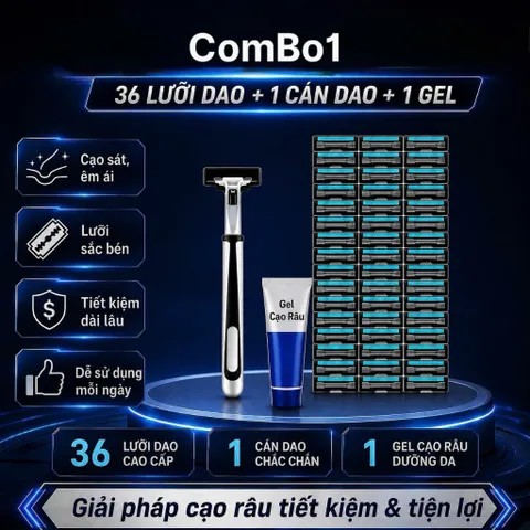 Set Dao Cạo Râu 36 Lưỡi Tặng Kèm 1 Thân Cạo,  Kem Mềm Râu Dễ Dàng Sử Dụng An Toàn Cho Da
