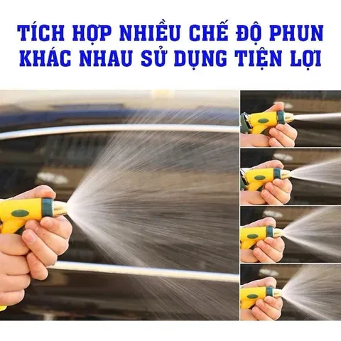 Bộ Vòi Xịt Tăng Áp Vòi Xịt Cầm Tay  Dây 5-10-15-20 MÉT Phù Hợp Tưới Cây, Rửa Xe, Rửa Sân Chất Liệu PE Lõi 3 Lớp