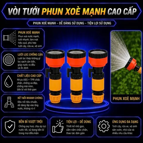 Vòi Nước Tưới Cây Phun Sương Tăng Áp Đa Năng, Đầu Vòi Phun Rửa Xe Làm Vườn, Vòi Xịt Tay Gạt Tiện Lợi