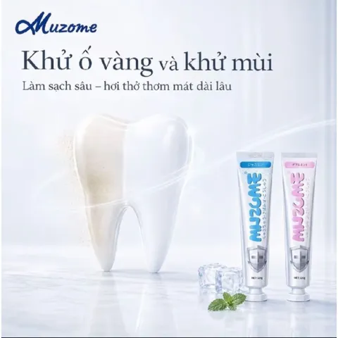 [MUA 1 TUÝP TẶNG 1 BÀN CHẢI] Kem Đánh Răng Muzome 120g Thương Hiệu Nhật Bản - Hỗ Trợ Giảm Ố Vàng, Khử Mùi Hôi Miệng 832794