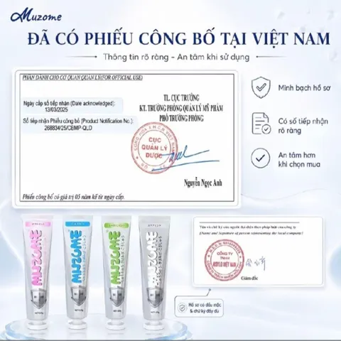 [MUA 1 TUÝP TẶNG 1 BÀN CHẢI] Kem Đánh Răng Muzome 120g Thương Hiệu Nhật Bản - Hỗ Trợ Giảm Ố Vàng, Khử Mùi Hôi Miệng 832794