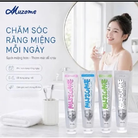[MUA 1 TUÝP TẶNG 1 BÀN CHẢI] Kem Đánh Răng Muzome 120g Thương Hiệu Nhật Bản - Hỗ Trợ Giảm Ố Vàng, Khử Mùi Hôi Miệng 832794