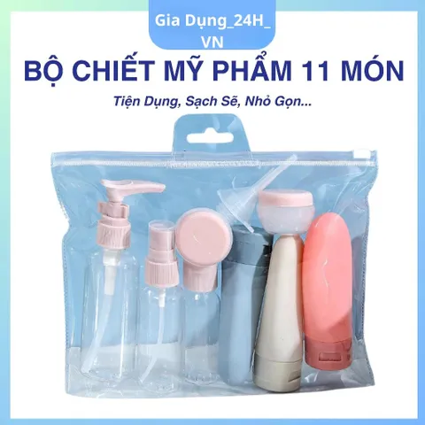 Bộ chiết mỹ phẩm - Set chiết 11 món, tái sử dụng, nhỏ gọn tiện lợi khi đi du lịch
