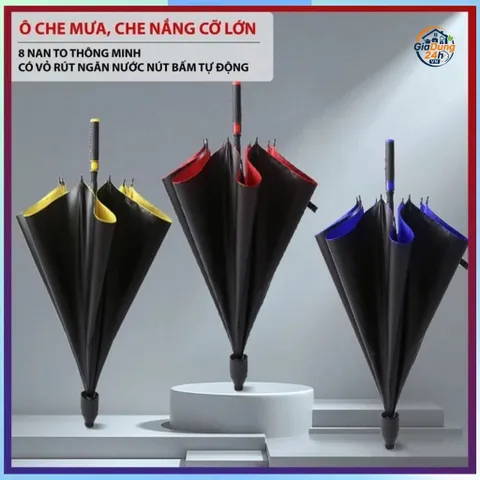 Ô che mưa,Che nắng chống tia UV,Có Vỏ rút ngăn nước tràn ra Xe Ô Tô,Sàn Nhà - Dù 8 nan Khung bền bỉ, Chống lật, Rộng 1m2