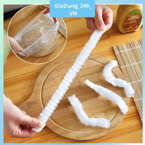 Túi màng bọc thực phẩm JYoohome chất liệu PE co dãn có chun siêu dai, Túi gấu bọc đồ ăn - Mũ chùm đầu dùng 1 lần tiện lợ