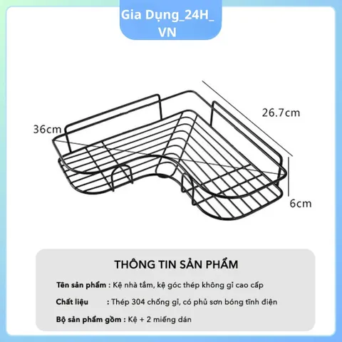 Kệ Đa Năng Nhà Tắm Thép Chống Gỉ - Kệ Dán Tường Tam Giác Nhà Bếp Phòng Tắm Chịu Tải 5KG
