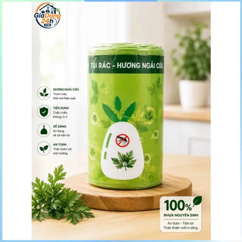 Combo 3 Cuộn 150 Túi Rác Loại 1 Hương Ngải, Oải, Chanh Khử Mùi Đuổi Côn Trùng Có Dây Rút 45x50cm