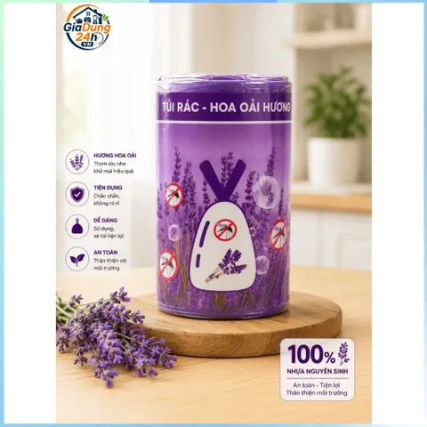 Combo 3 Cuộn 150 Túi Rác Loại 1 Hương Ngải, Oải, Chanh Khử Mùi Đuổi Côn Trùng Có Dây Rút 45x50cm