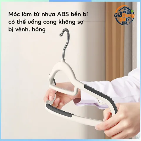 COMBO 10 Móc Treo Quần Áo Chống Trượt Xoay 360, Móc Áo Nhựa Dẻo ABS Chịu Lực Phơi Đồ Chịu Được Nặng