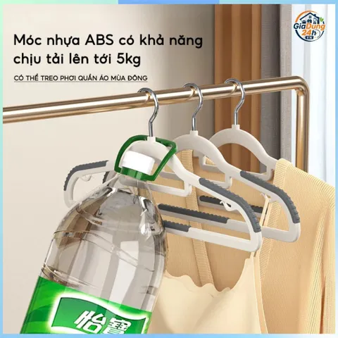 COMBO 10 Móc Treo Quần Áo Chống Trượt Xoay 360, Móc Áo Nhựa Dẻo ABS Chịu Lực Phơi Đồ Chịu Được Nặng