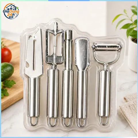 Bộ 5 dụng cụ bào, gọt, nạo sợi inox 304 đa năng cho rau củ, quả tiện lợi 832891