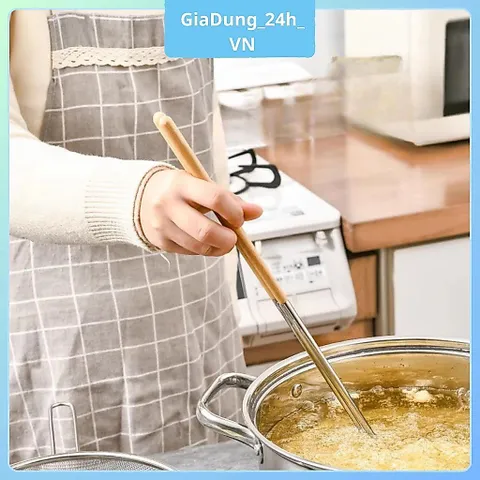 Đũa Chuyên Nấu ăn Chiên Xào - Đầu Đũa Chất Liệu Inox Cán Gỗ, Đũa Nấu Ăn Dài 40cm Cách Nhiệt Chống Bỏng Tiện Lợi