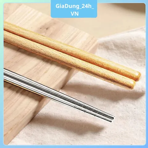 Đũa Chuyên Nấu ăn Chiên Xào - Đầu Đũa Chất Liệu Inox Cán Gỗ, Đũa Nấu Ăn Dài 40cm Cách Nhiệt Chống Bỏng Tiện Lợi