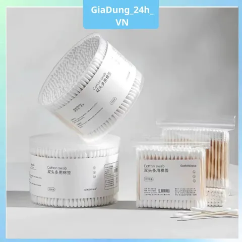 (Combo 3 ) Hộp 500 Tăm Bông Thân Gỗ Ngoáy Tai Người Lớn 2 Đầu Vệ Sinh Tai Đa Năng An Toàn Tiện Lợi- GiaDung24hvn