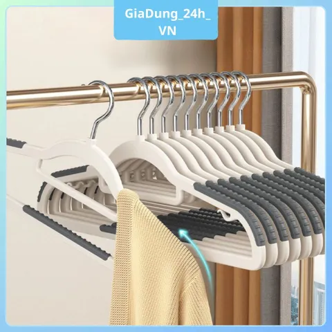 COMBO 10 Móc Treo Quần Áo Chống Trượt Xoay 360, Móc Áo Nhựa Dẻo ABS Chịu Lực Phơi Đồ Chịu Được Nặng