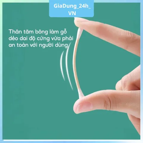 (Combo 3 ) Hộp 500 Tăm Bông Thân Gỗ Ngoáy Tai Người Lớn 2 Đầu Vệ Sinh Tai Đa Năng An Toàn Tiện Lợi- GiaDung24hvn