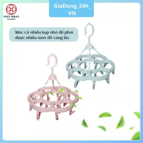 [Việt Nhật] Móc Chùm Tròn, Mắc Dù Vuông Việt Nhật 2801 - 2802 Phơi Quần Áo 15 - 24 Kẹp Siêu Tiện Lợi, Móc Treo Quần Áo N