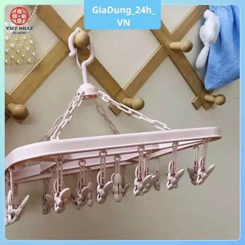 [Việt Nhật] Móc Chùm Tròn, Mắc Dù Vuông Việt Nhật 2801 - 2802 Phơi Quần Áo 15 - 24 Kẹp Siêu Tiện Lợi, Móc Treo Quần Áo N