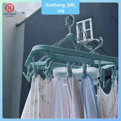 [Việt Nhật] Móc Chùm Tròn, Mắc Dù Vuông Việt Nhật 2801 - 2802 Phơi Quần Áo 15 - 24 Kẹp Siêu Tiện Lợi, Móc Treo Quần Áo N