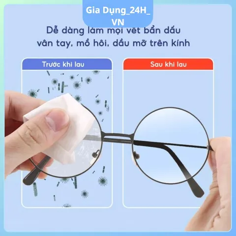 Khăn lau kính Nano chống bám hơi nước lau sạch bụi bẩn, khử khuẩn, chống nhờn mặt kính-Hộp 100 khăn tiện lợi ,đa năng