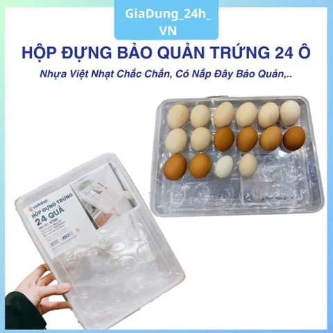 COMBO 5 Hộp đựng trứng 24 quả có nắp đậy nhựa Việt Nhật (6786), khay bảo quản trứng không bị vỡ chắc chắn VN