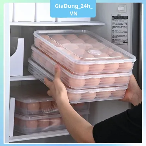 COMBO 5 Hộp đựng trứng 24 quả có nắp đậy nhựa Việt Nhật (6786), khay bảo quản trứng không bị vỡ chắc chắn VN