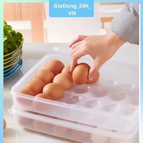 COMBO 5 Hộp đựng trứng 24 quả có nắp đậy nhựa Việt Nhật (6786), khay bảo quản trứng không bị vỡ chắc chắn VN