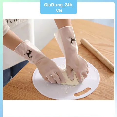 COMBO 10 đôi Găng tay cao su ngắn có hình hươu siêu dai, găng tay rửa chén, găng tay nấu bếp