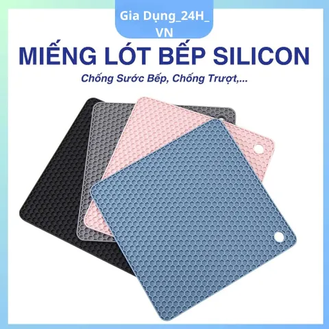 Miếng Lót Bếp Từ Silicon Cao Cấp Chống Xước Chịu Nhiệt 200°C Dễ Vệ Sinh Set 4 Miếng 180x180x6mm