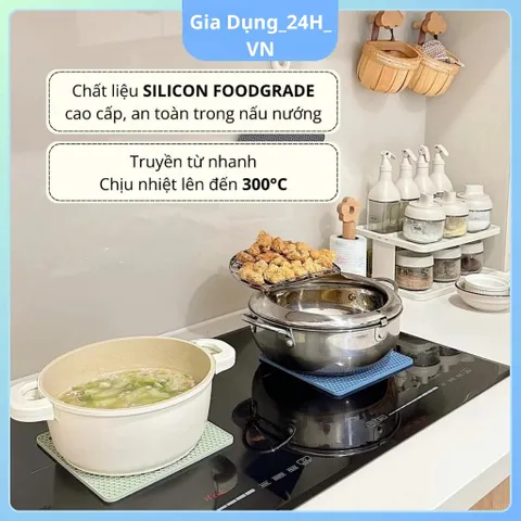 Miếng Lót Bếp Từ Silicon Cao Cấp Chống Xước Chịu Nhiệt 200°C Dễ Vệ Sinh Set 4 Miếng 180x180x6mm
