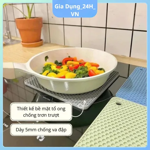 Miếng Lót Bếp Từ Silicon Cao Cấp Chống Xước Chịu Nhiệt 200°C Dễ Vệ Sinh Set 4 Miếng 180x180x6mm