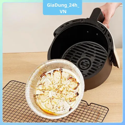 Set 10,30,50 Khay Giấy Bạc Lót Nồi Chiên Không Dầu 22cm - Chịu Nhiệt Cao, Dễ Vệ Vinh Khi Nấu Nướng