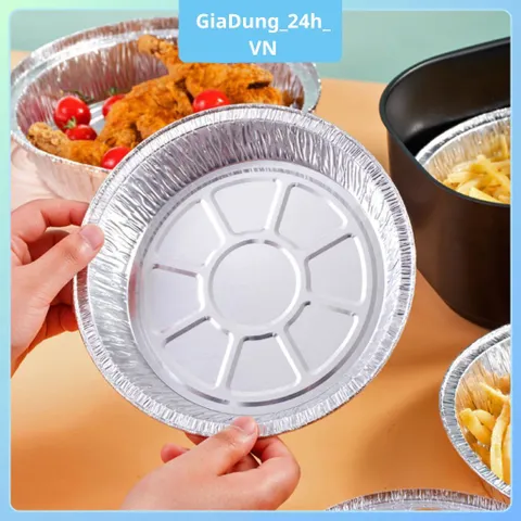 Set 10,30,50 Khay Giấy Bạc Lót Nồi Chiên Không Dầu 22cm - Chịu Nhiệt Cao, Dễ Vệ Vinh Khi Nấu Nướng
