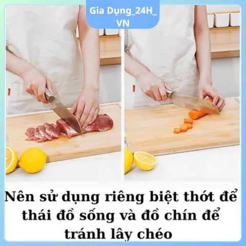 Thớt Gỗ Tre Nhà Bếp Có Khuy Treo Chống Nấm Mốc Bền Đẹp Kháng Khuẩn Không Bị Mùn Dâm Không Thấm Nước 24x34x2