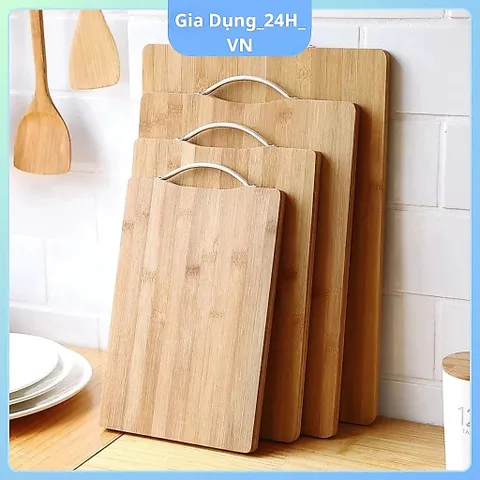 Thớt Gỗ Tre Nhà Bếp Có Khuy Treo Chống Nấm Mốc Bền Đẹp Kháng Khuẩn Không Bị Mùn Dâm Không Thấm Nước 24x34x2