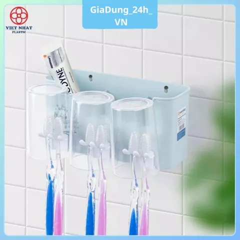 Bộ Cắm Bàn Chải Kèm 3 Cốc Tiện Lợi Tiết Kiệm Diện Tích Nhựa Việt Nhật SP1347 Nhựa Việt Nhật