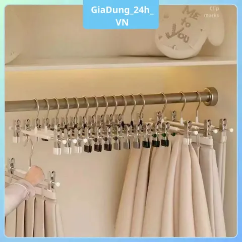 Combo 5,10 Móc Kẹp Quần Áo Chống Trượt Chống Gió Móc Treo Đồ Trẻ Em Tất Vớ Váy Áo 2 Dây