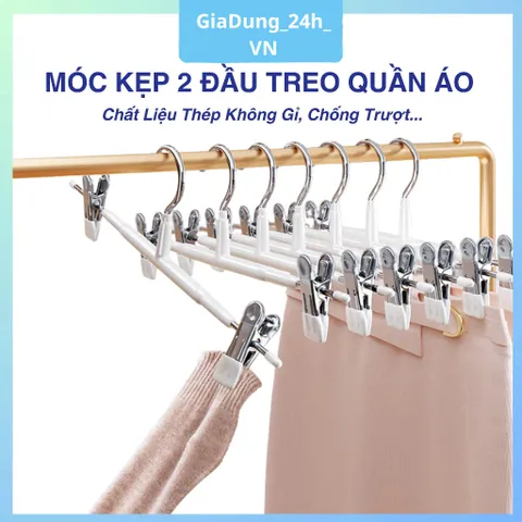 Combo 5,10 Móc Kẹp Quần Áo Chống Trượt Chống Gió Móc Treo Đồ Trẻ Em Tất Vớ Váy Áo 2 Dây