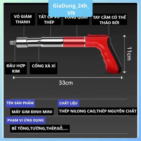 Máy bắn đinh Kapusi S4 cao cấp chất liệu thép chống rỉ, hộp đầy đủ phụ kiện tặng 100 đinh- GiaDung24hVn