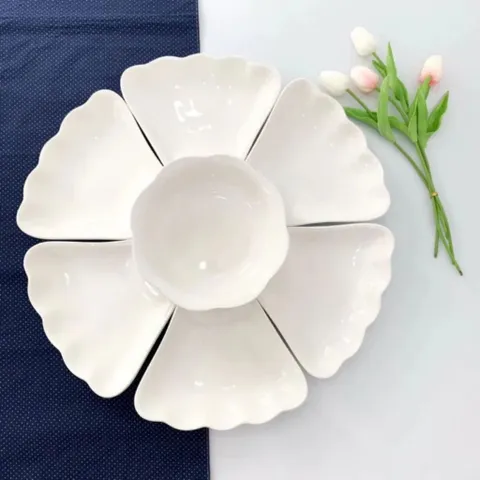 [Việt Nhật]  Bộ Bát Ngày Lễ Tết, Giỗ Cúng Gia Tiên. Bộ Bát Đĩa Hoa Mặt Trời 7 Món Đa NĂng + Bát Thuyền Đựng Gà