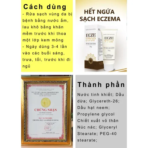 Eczestop - Dùng Cho Bệnhh Nhânn Mắc Các Bệnhh Eczema TUÝP 35GRAM
