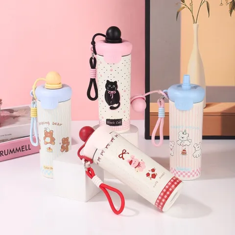 Bình/Ly giữ nhiệt  600ml Xcup sticker dây cầm núm mở tròn 