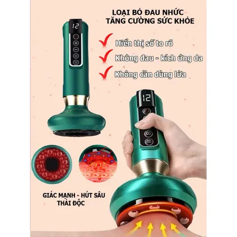 Máy hút giác cầm tay đả thông kinh lạc, máy 12 cấp độ tiện dụng sạc pin cầm tay mini