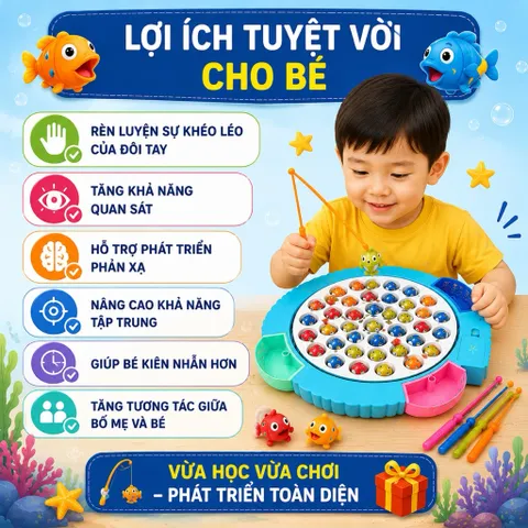 Đồ Chơi Câu Cá 48 Con Kèm 4 Cần Câu – Cho Bé Từ 3 Tuổi